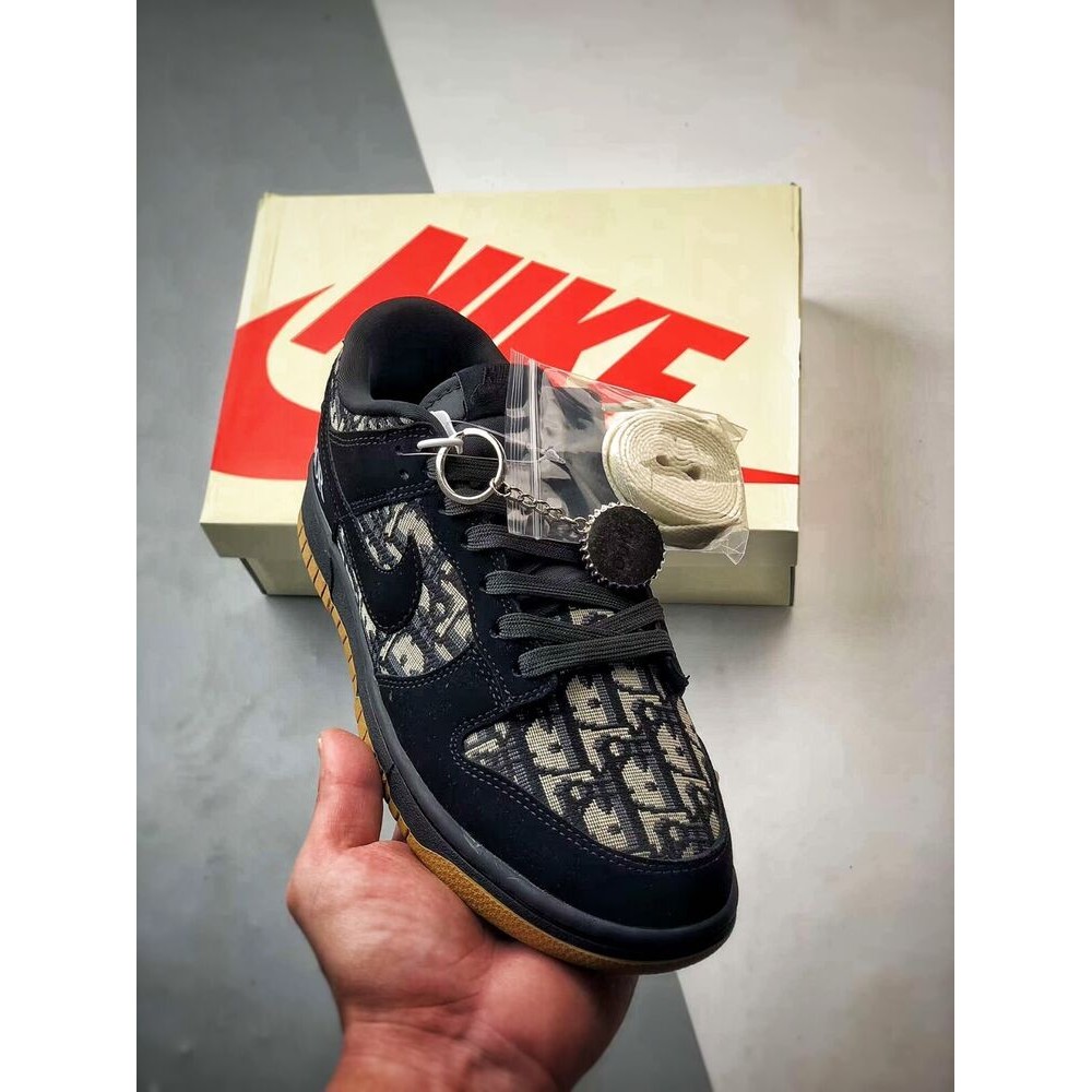 Nike Dunk low Retro Dior เสื้อทรงเตี้ยลายพรางสีดํา