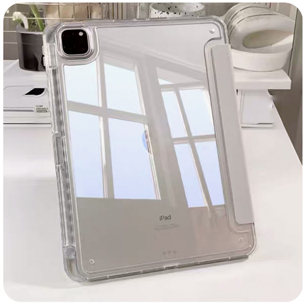 เคสไอแพดแข็ง 3พับ หลังใส กันการหล่นแอร์ เจน10 2022 เจน9 เจน8 เจน7 10.2 โปร11นิ้ว air5 เจน4 10.9tablet cover ipad case