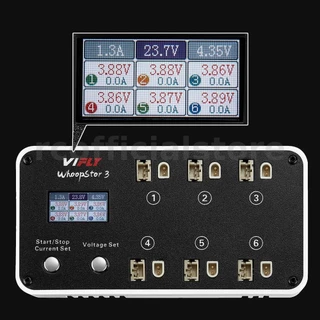 Vifly WhoopStor 3 V3 6 พอร์ต 1S LIPO เครื่องชาร์จแบตเตอรี่ Discharger ฟังก์ชั่นจัดเก็บข้อมูลสําหรับ FPV Tinywhoop 4.2V 4.35V BT2.0 PH2.0