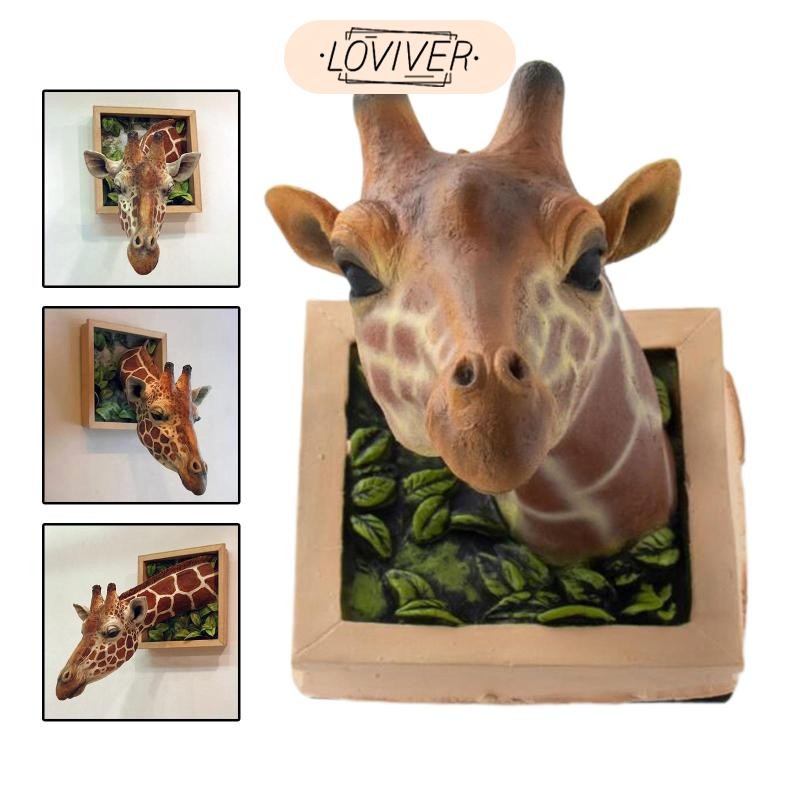LOVIVER ตกแต่งผนังหัวยีราฟติดผนังประติมากรรม3งภาพแขวนรูปปั้นตกแต่ง