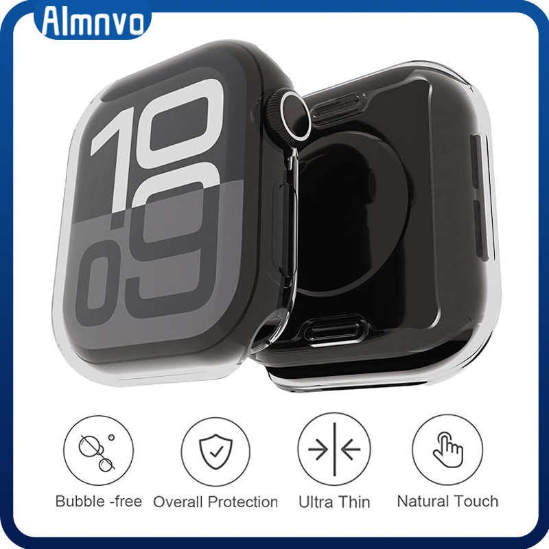 กรอบป้องกันหน้าจอ TPU อ่อนนุ่มโปร่งใส for Apple Watch Ultra/SE 3 2 Series 11 10 9 8 7 6 5 Iwatch 49 46 45 44 42 41 40 มม