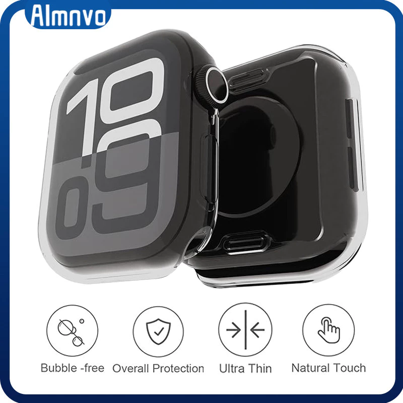กรอบป้องกันหน้าจอ TPU อ่อนนุ่มโปร่งใส for Apple Watch Ultra/SE 3 2 Series 11 10 9 8 7 6 5 Iwatch 49 46 45 44 42 41 40 มม