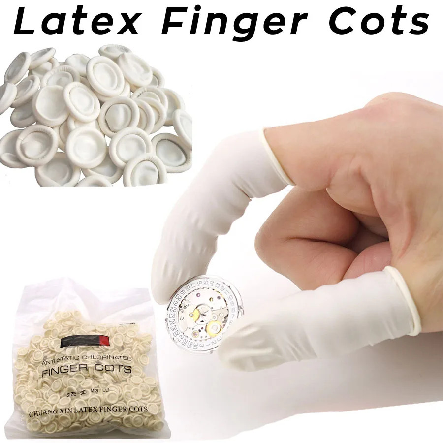 Non Slip Latex Finger Cots Sweat Proof Anti ลายนิ้วมือยางไฟฟ้าแบบคงที่สําหรับนาฬิกาและซ่อมอิเล็กทรอนิกส์