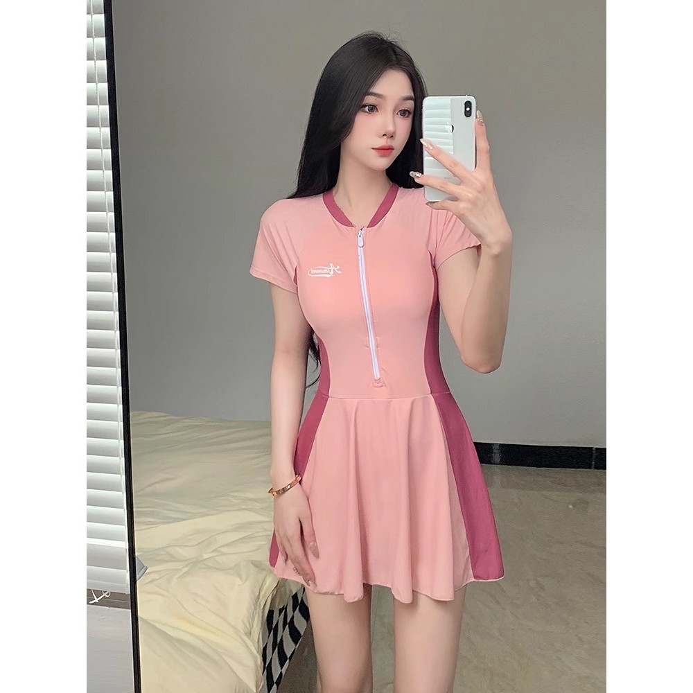 Qianqian QQ 2503 [10,000 คอลเลกชันคน] ชุดว่ายน้ําผู้หญิง 2024 กระโปรงชิ้นเดียวแฟชั่นปก Belly Slimmer