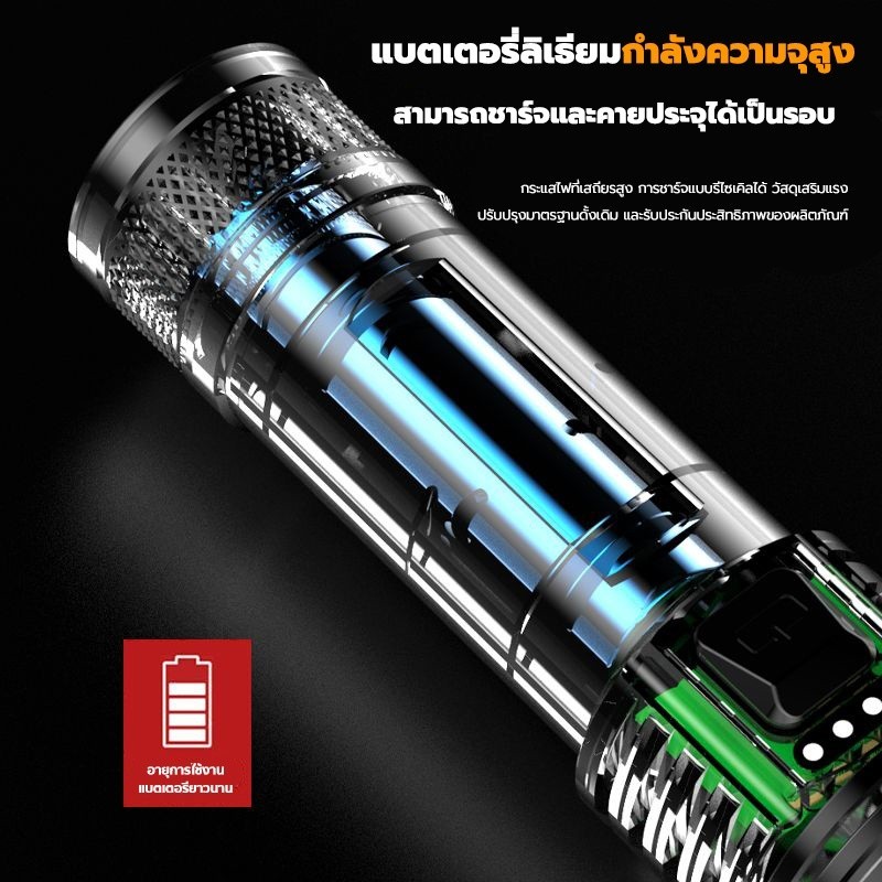 CODไฟฉายแรงสูง แท้ ไฟฉายสว่างมากๆ แสงยิงไกลถึง5000เมตร ไฟฉาย led ชาร์จได้ ​ไฟฉายแบบชาร์จ ไฟฉายกันน้ำ