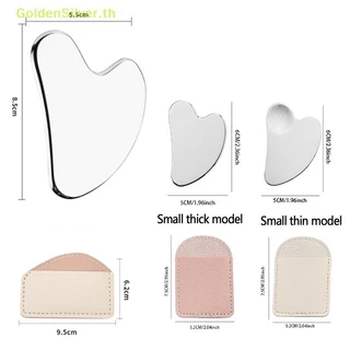 Goldensilver 1PC สแตนเลส Gua Sha Scraper นวดสําหรับใบหน้าคอ Guasha เครื่องมือนวด Facial Skin Care Guasha Board Face นวด TH