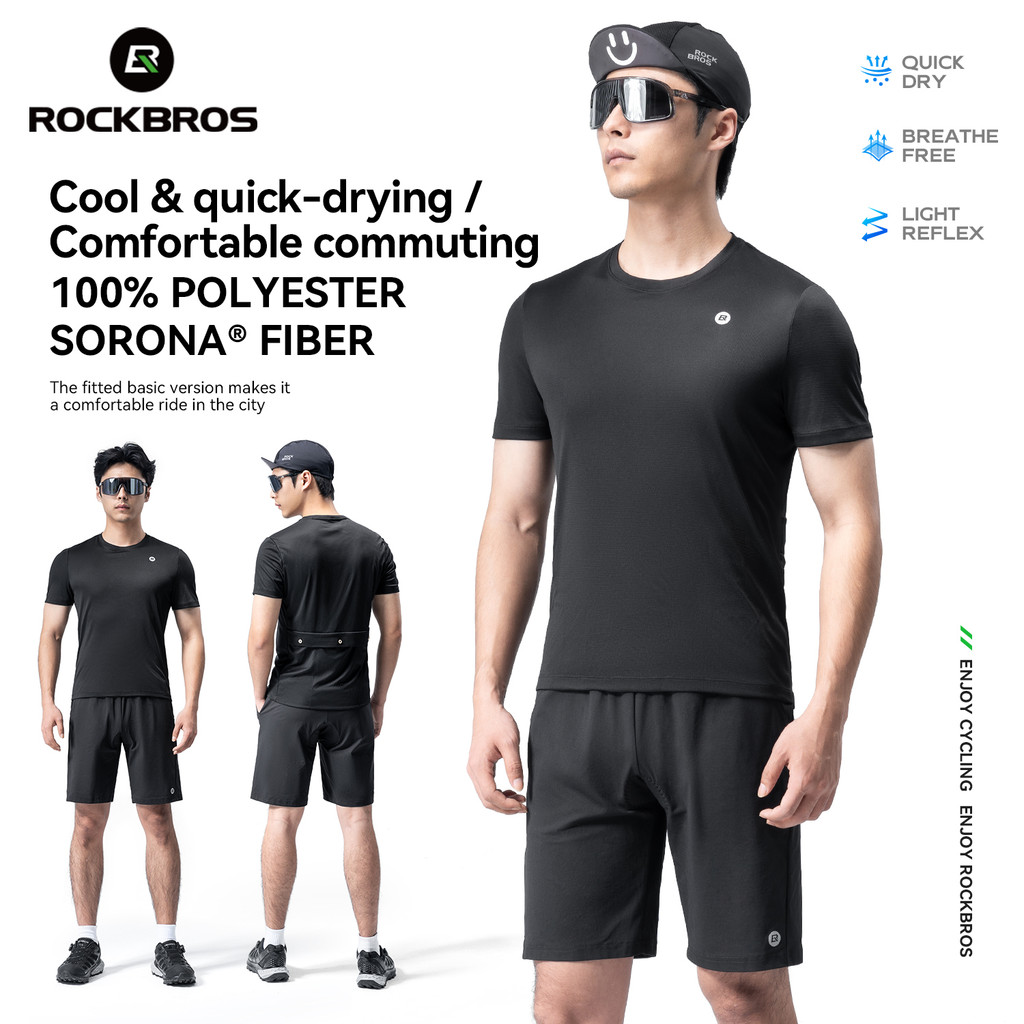 ชุดปั่นจักรยาน ROCKBROS 100% Sorona® โพลีเอสเตอร์ระบายอากาศแห้งเร็วขี่จักรยานเอี๊ยมกางเกงขาสั้นชุด,ด้านบนที่มี3กระเป๋า,กางเกงขาสั้นที่มี การขยายความ,จักรยานเสือภูเขาถนนขี่จักรยานเครื่