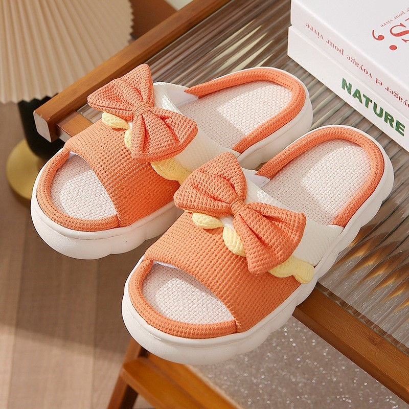 Mushi COD รองเท้าผู้หญิงรองเท้าแตะแบนรองเท้าแตะในร่มรองเท้าแตะผ้าลินิน Anti-slip Home Anti-slip & WDYZ201S