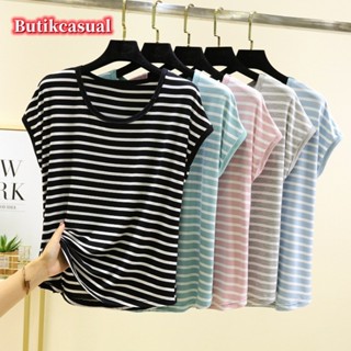 ผู้หญิง Modal แขนค้างคาว Tshirt ลายหลวมลูกเรือคอเสื้อยืดแขนก…