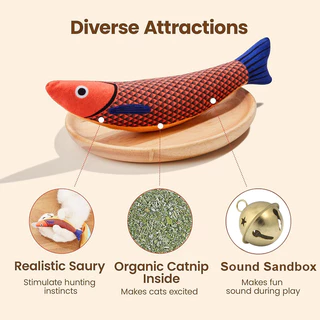 3D จําลอง Catnip ปลาของเล่น Interactive Sounding Plush Goldfish หมอนสําหรับลูกแมว Chew Bite Cat Supplies