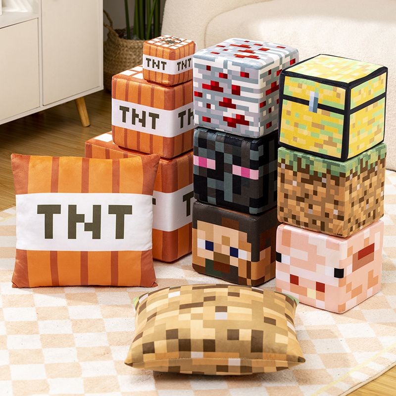 Minecraft Creeper สนามหญ้า TNT อุปกรณ์ต่อพ่วงหมอนสแควร์เบาะ Steve Plush ของเล่นเด็กของขวัญ
