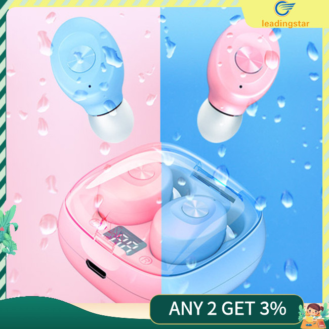 Leadingstar หูฟังไร้สายชุดหูฟังชนิดใส่ในหูหูฟังสเตอริโอพร้อมจอแสดงผล LED เคสชาร์จลดเสียงรบกวนหูฟัง Latency ต่ํา