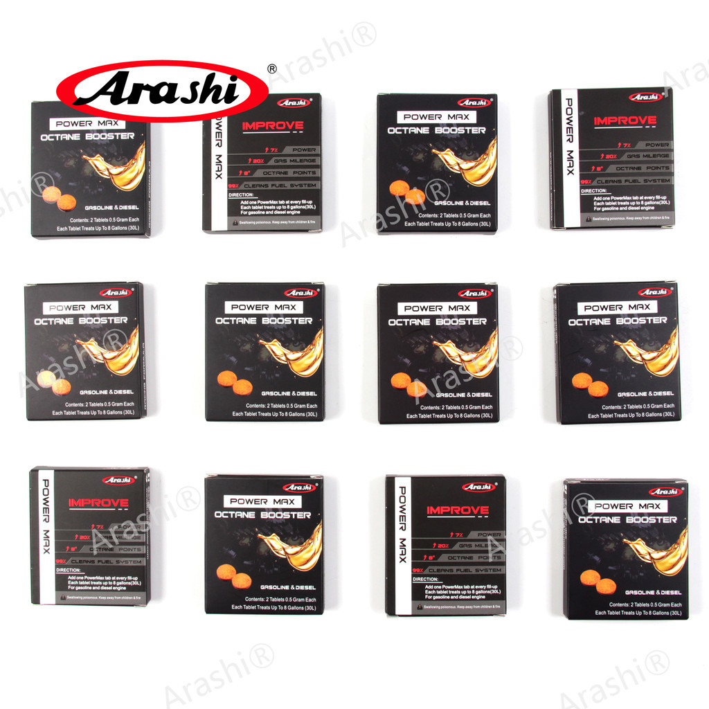 Arashi 12 Pack Power Max แท็บเล็ต Octane Booster น้ํามันแก๊สการใช้เบนซิน Additive Saver ทําความสะอาด
