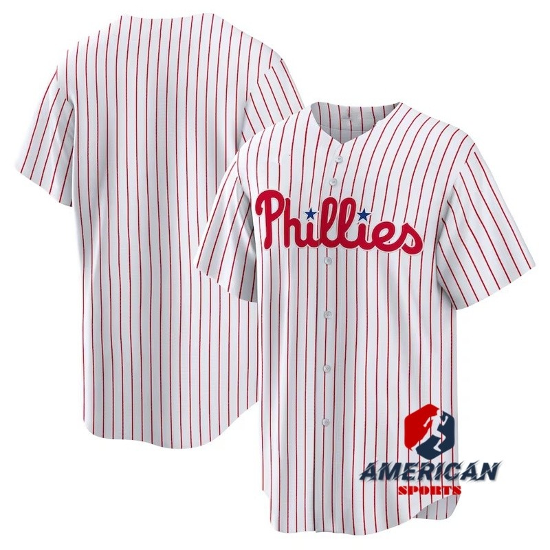 เสื้อเบสบอลทีมขาว MLB Phillies สําหรับผู้ชาย