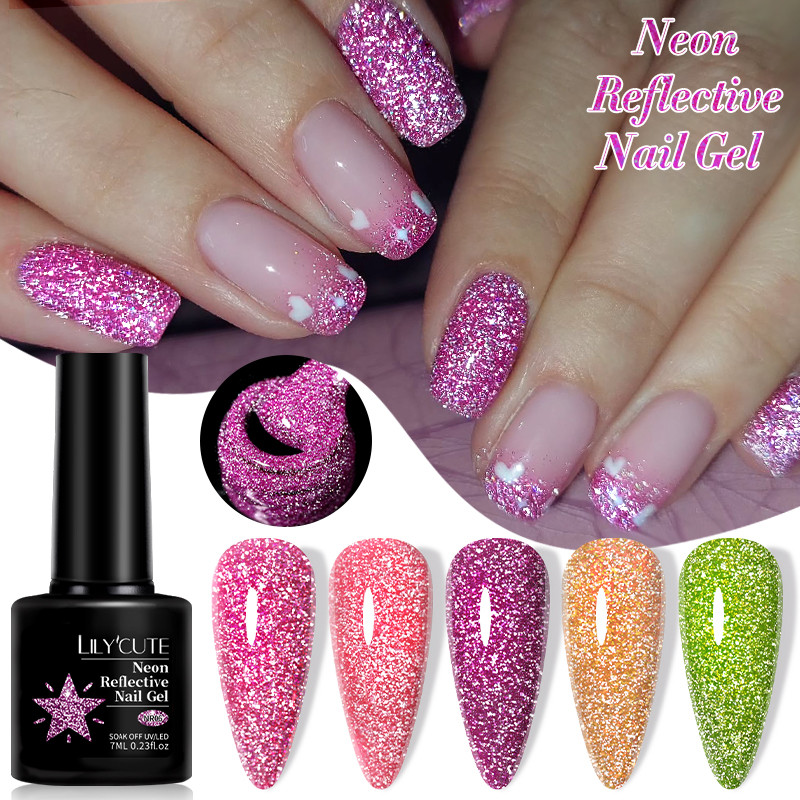 UR SUGAR สะท้อนแสงเรืองแสง Neon เล็บเจล Polish Flash Effect Soak Off UV เจลเล็บเคลือบเงา