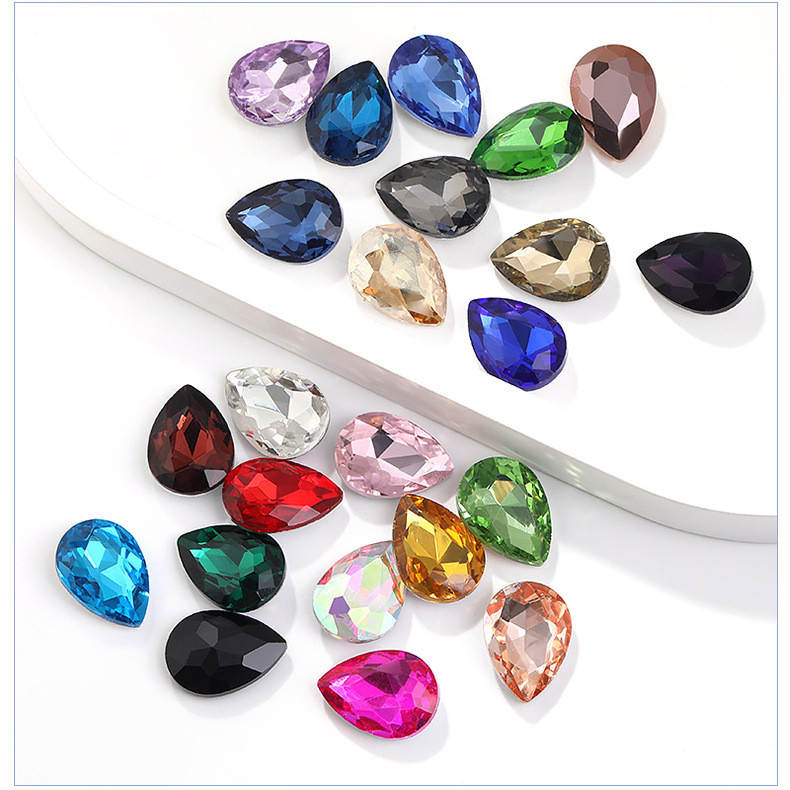 หลายสี10PCS 6*8 มม.7*10 มม.แก้ววัสดุคริสตัล DIY เหมาะสําหรับตกแต่งเสื้อผ้าและเครื่องประดับผม
