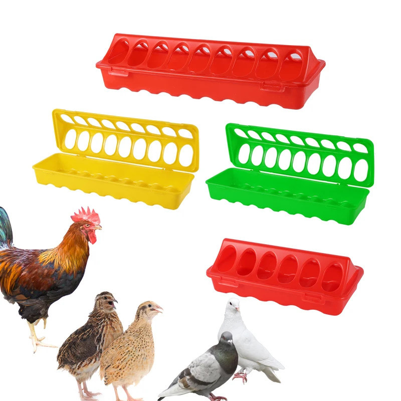 1 PC พลาสติก Flip-Top สัตว์ปีก Bird Feeder พื้นดินไก่ Bird Feeder Trough ไก่ถังให้อาหารคุณภาพ Chick 20/30/40/50 ซม. (สีสุ่ม)