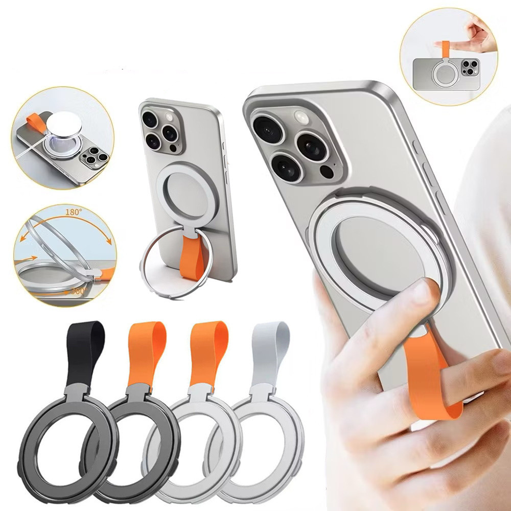 CZ ผู้ถือแหวนแม่เหล็กสองด้านสําหรับ iPhone Ring Holder MagSafe องศาหมุนผู้ถือ ผู้ถือโลหะที่ถอดออกได้ที่วางโทรศัพท์