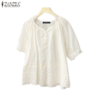 Zanzea ผู้หญิงเกาหลีวันหยุดลําลองลูกเรือคอ Raglan แขนลูกไม้ …