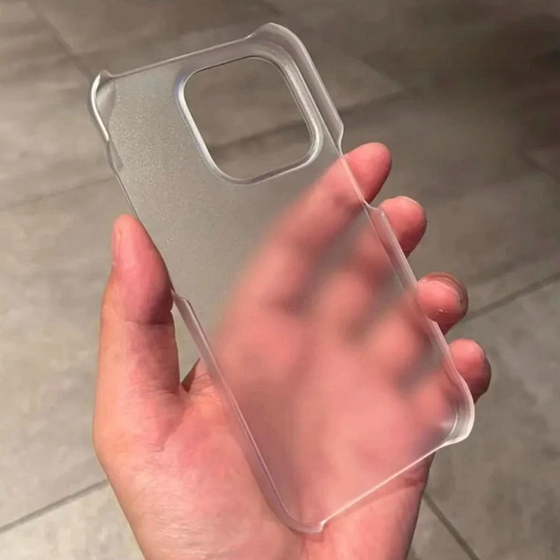 โปร่งใสครึ่งห่อ Matte PC เคสโทรศัพท์สําหรับ iPhone 11 12 13 14 15 16 Pro Max Plus X Xs Max XR Mini กันชนปกหลัง