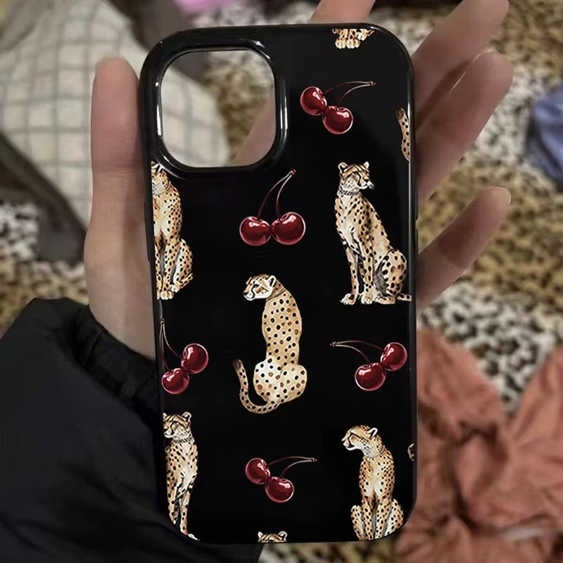 Cool Cougar Cherry รูปแบบเคสโทรศัพท์สําหรับ iPhone 16 15 14 13 12 11 Pro Max X XS XR 7 8 Plus SE2 16E Shoockproof นุ่ม