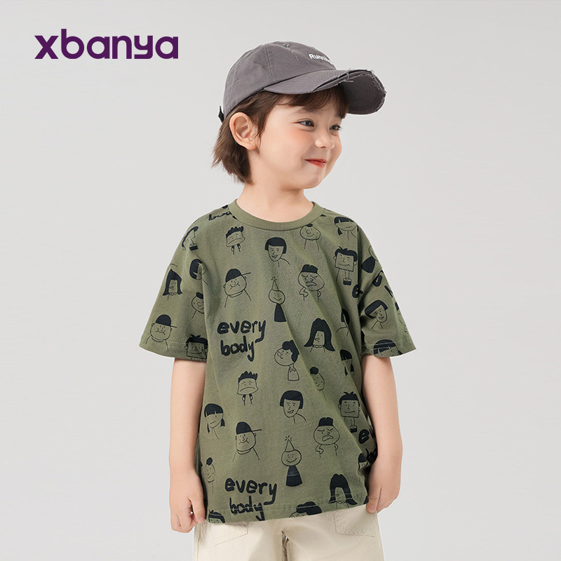 [90-140] เสื้อเชิ้ตแขนสั้นพิมพ์ลายสําหรับเด็กผู้หญิงเสื้อยืดฤดูร้อนสไตล์ใหม่ ยู14816
