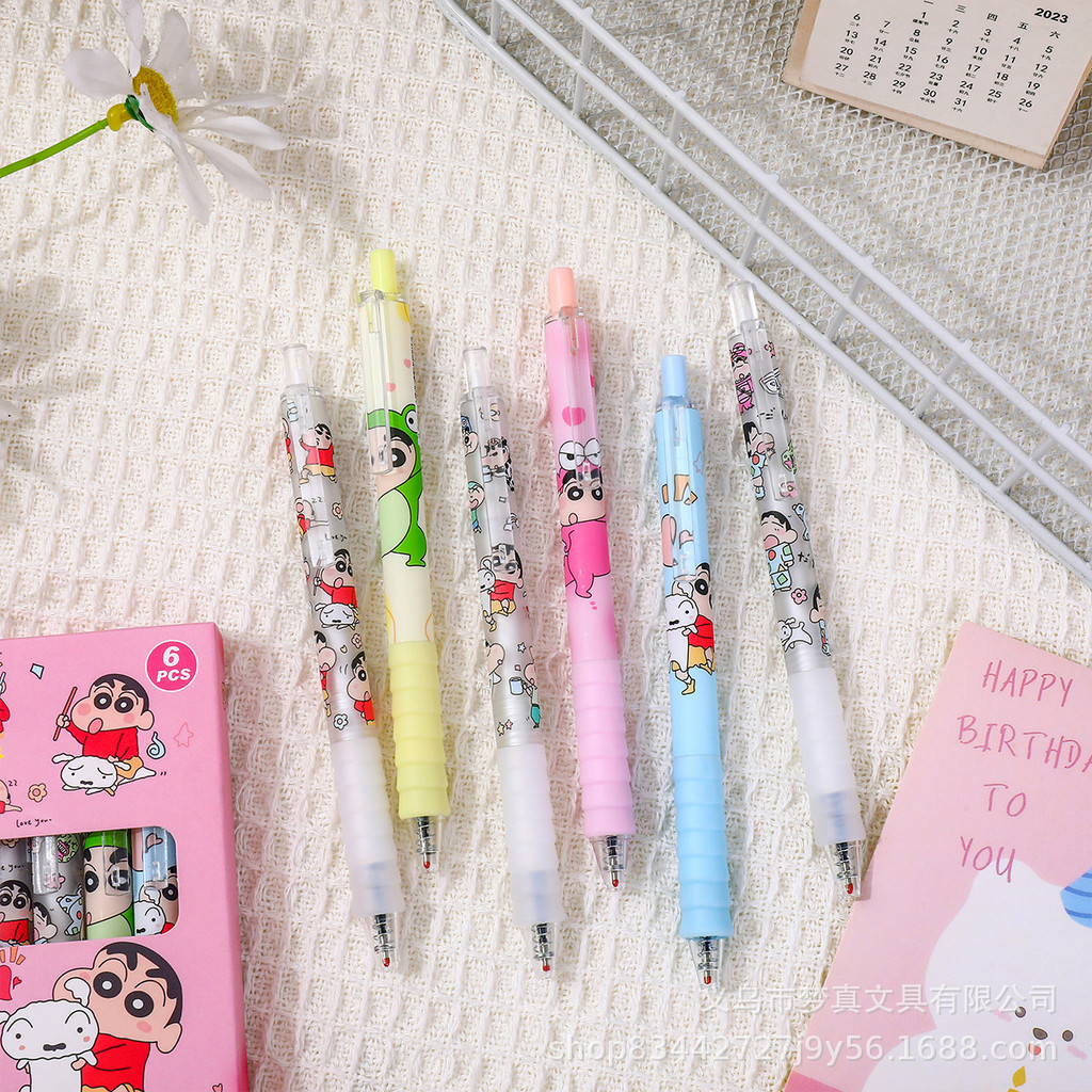 น่ารัก Crayon Shinchan ปากกาเจลนักเรียนสอบปากกาหมึกสีดํา