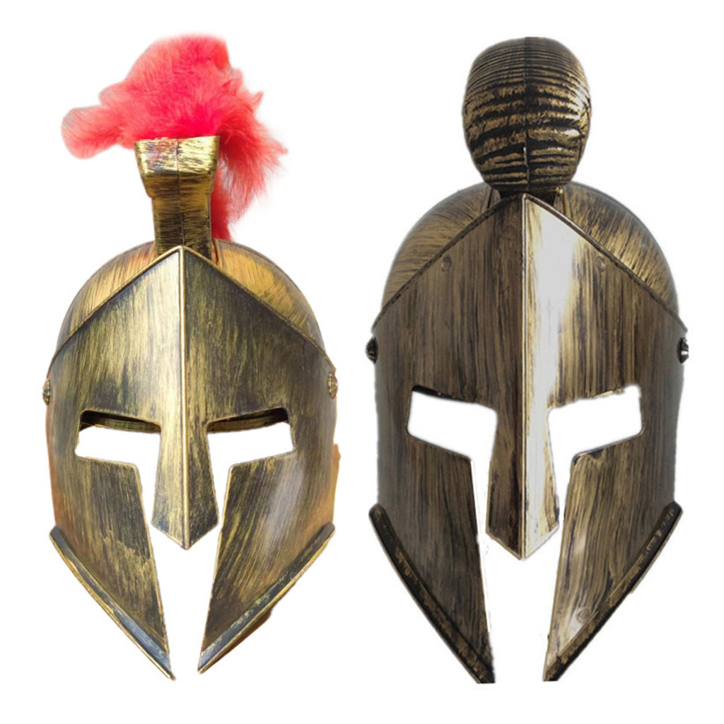 Jhaoyu อัศวินยุคกลาง Gladiator Spartan โรมันนักรบกรีกเครื่องแต่งกายหมวกกันน็อค Headwear อุปกรณ์เสริมสําหรับฮาโลวีนคอสเพลย์แต่งตัว Prop
