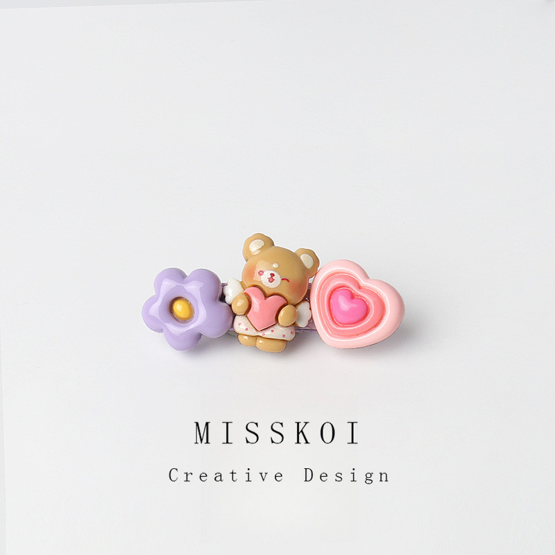 Mjt Love Head Girl Love Flower กิ๊บติดผมสัตว์ หน้าม้าด้านข้าง กิ๊บติดผมหัก