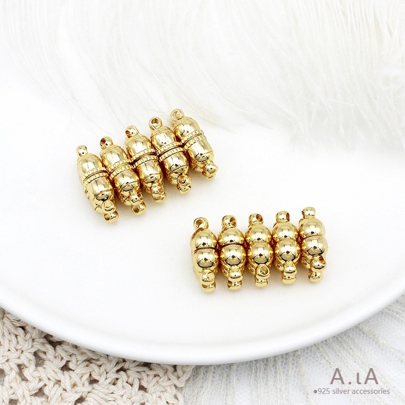 จิ8 █A.A ゚ทอง 18K●อุปกรณ์เครื่องประดับ DIY 18K ยาทองแท้มะระแม่เหล็ก Clasp สร้อยคอสร้อยข้อมือ Anti-Dr