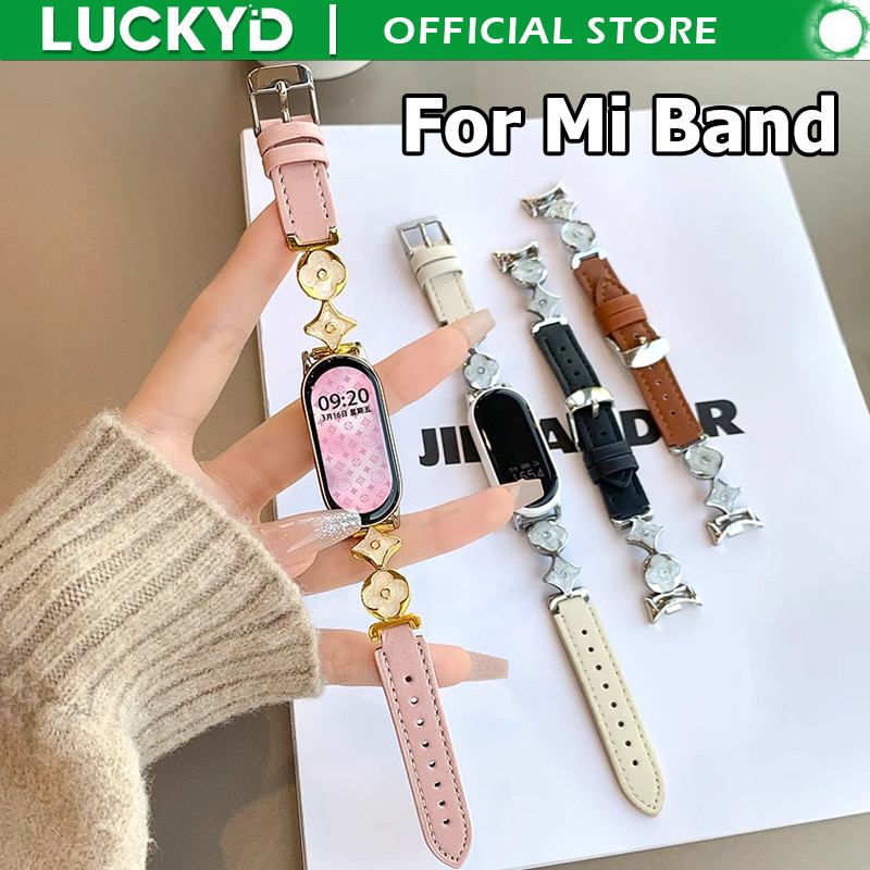 Luckyd โลหะตกแต่งหนัง smart watch สําหรับ Xiaomi watch S4 S3 S2 S1 Pro 46 มม.42 มม.,ใหม่โลหะสี่ดอกไม