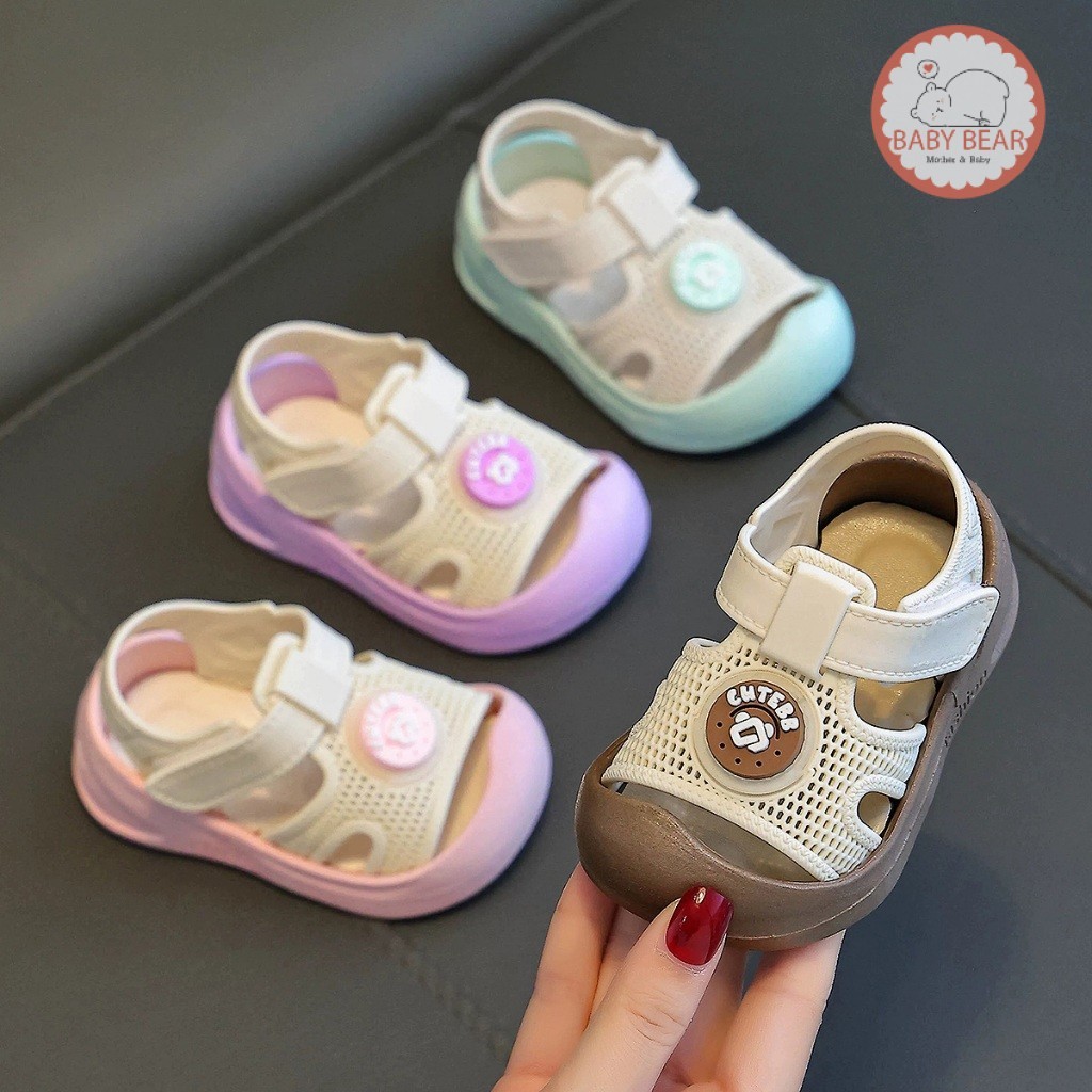 รองเท้าแตะหัวกลม  รองเท้าหัดเดินเด็ก รองเท้าแฟชั่นเด็กเล็ก พื้นกันลื่น ระบายอากาศ เหมาะสำหรับ1-2ปี