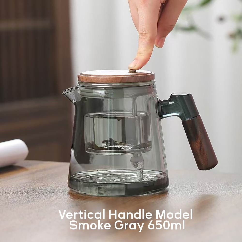 กระจกบอโรซิลิโคนสูงชงกาน้ำชาแบบปุ่มเดียวแยกถ้วยชงชา ที่บ้านเครื่องชงชา ที่ดี650毫升