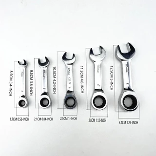 จัดส่งจากประเทศไทยBLOOMZO 1 ชิ้น Stubby ประแจเดี่ยว, 72 ฟัน 6-19 มม. Ratchet Socket Spanner, ด้ามสั้นเหล็ก Reversible Combination Nut Repair เครื่องมือ