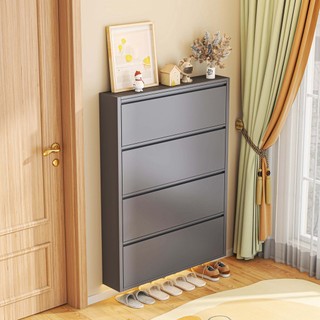 Large Capacity Multi-Layer Thin Steel Shoe Cabinet Metal Slim Modern Shoe Rack Wall Mounted Cabinet