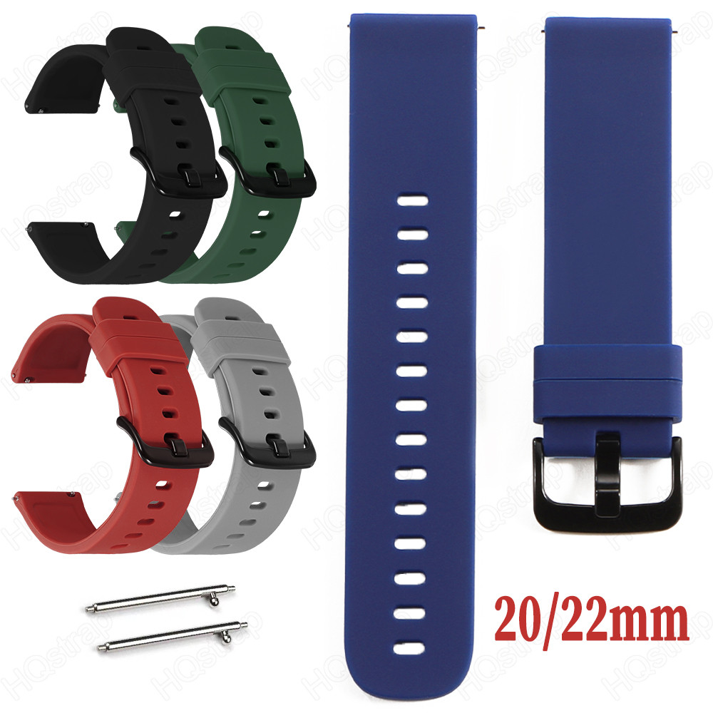 สายซิลิโคนสากล 20 มม. 22 มม. quick release หัวเข็มขัดสีดําสายนาฬิกาผู้หญิงผู้ชายสร้อยข้อมือกันน้ํา
