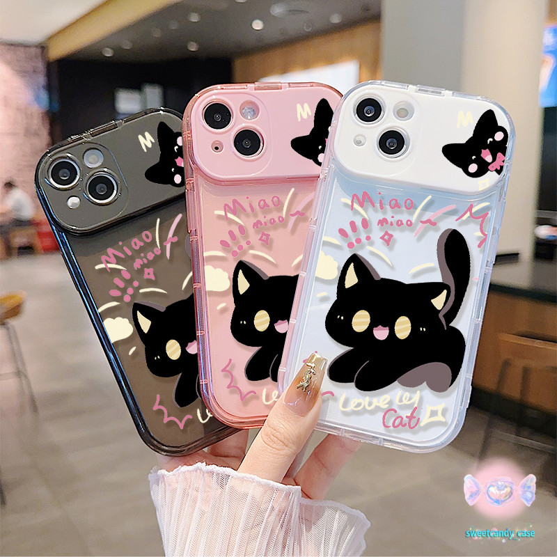 จัดส่งในพื้นที่ เคสกระจกแต่งหน้า แมวน่ารัก สําหรับ IPhone 16 15 14 13 7 8plus Pro Promax XR XS