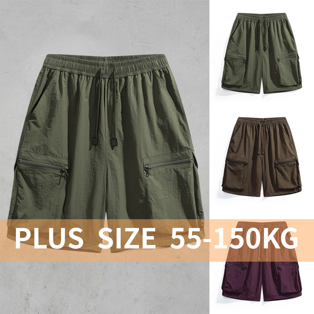 Plus ขนาด9xl 8XL กางเกงขาสั้นผ้าฝ้ายผู้ชาย Oversize Outdoor Pocket Breathable สีทึบกางเกงขาสั้น Cargo