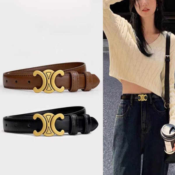 ID888 เข็มขัดหนัง PU ทรงโค้ง แฟชั่นเกาหลี สีพื้น แมทช์ได้ทุกลุค พร้อมส่ง