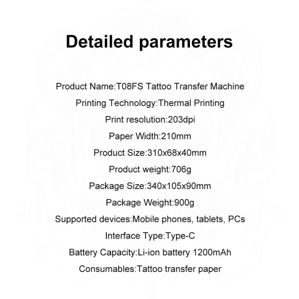 Aimo T08FS สายบลูทูธพิมพ์ความร้อน A4 Tattoo Line Art Transfer Machine เหมาะสําหรับอุปกรณ์สักทั้งหมดสมาร์ทโฟนและพีซี thumbnail 10