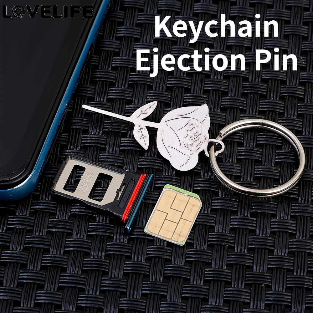 [ ที่โดดเด่น ] พวงกุญแจ Ejection Pin - พวงกุญแจเข็มการ์ด - หมุดรับซิมการ์ด - หมุดการ์ดสแตนเลส - แบบพกพา แขวนได้ ป้องกันการสูญหาย - น้ํายาล้างการ์ดโทรศัพท์
