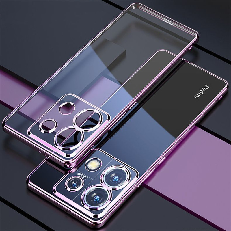 สําหรับ POCO M6 X6 Pro Redmi หมายเหตุ 13 Pro 4G ฝาครอบหรูหราโปร่งใส Electroplated ซิลิโคนนุ่มเคสโทรศัพท์สําหรับ Redme Note13 5G