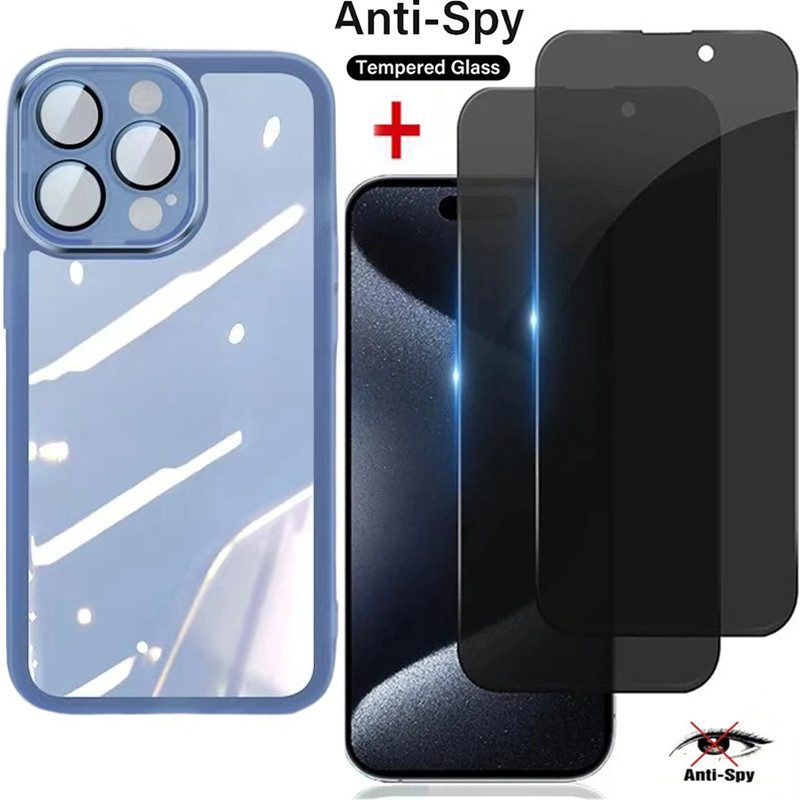 2in1 Anti Spy ความเป็นส่วนตัวกระจกนิรภัย + เคสโทรศัพท์สําหรับ Huawei Nova Y61 Y90 Y70 Y71 Y9 Y9S 9se
