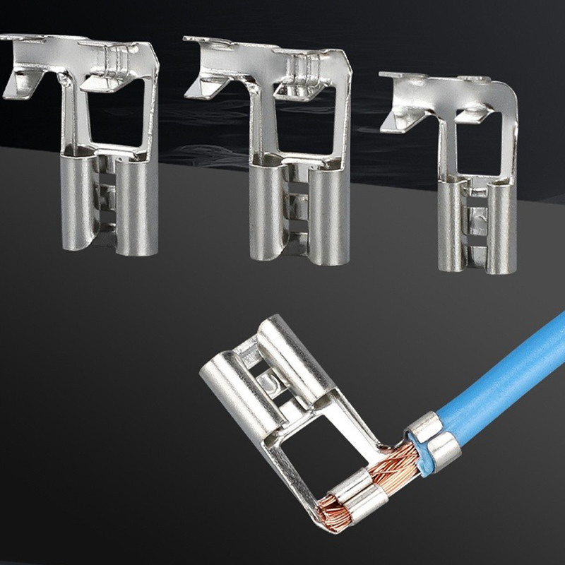 ประเภทธงเสียบฤดูใบไม้ผลิหญิงขั้ว6.3มิลลิเมตร/4.8/2.8มิลลิเมตรมุมขวารูปตัว L ลวดเชื่อมต่อทองเหลือง plug-in ข้อศอกปลอกฉนวน