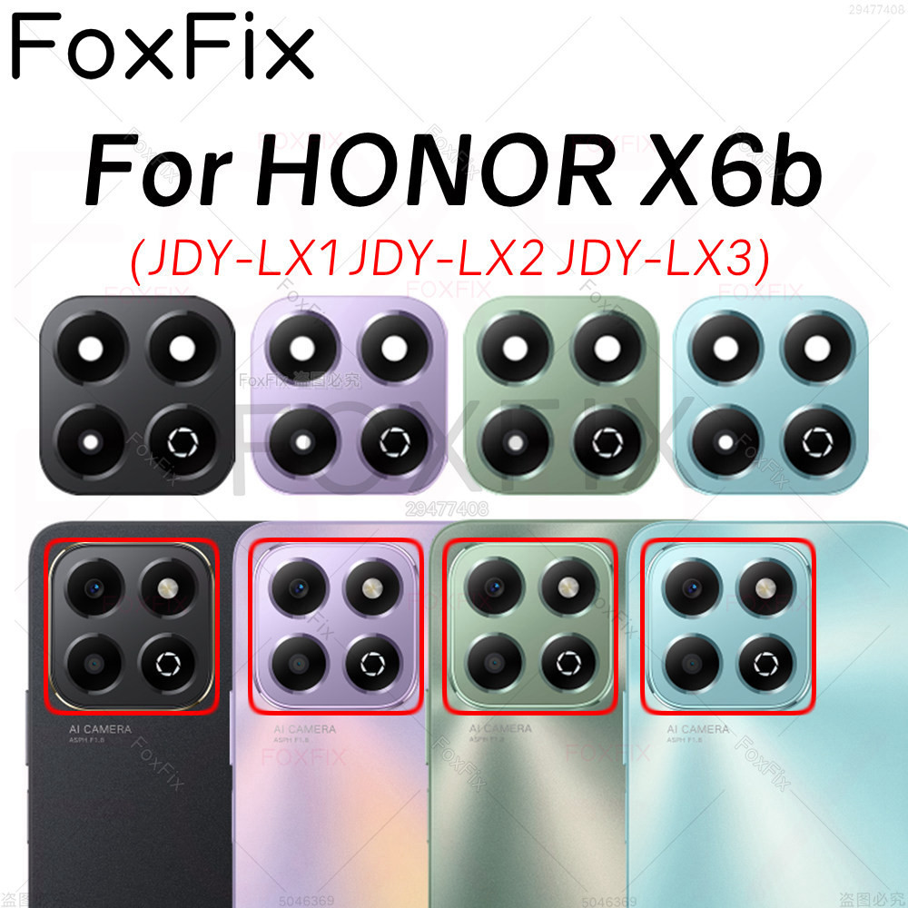 เปลี่ยนเลนส์กล้องด้านหลังสําหรับ HONOR X6b ฝาครอบกระจกกล้องด้านหลัง + สติ๊กเกอร์ JDY-LX1 JDY-LX2 JDY