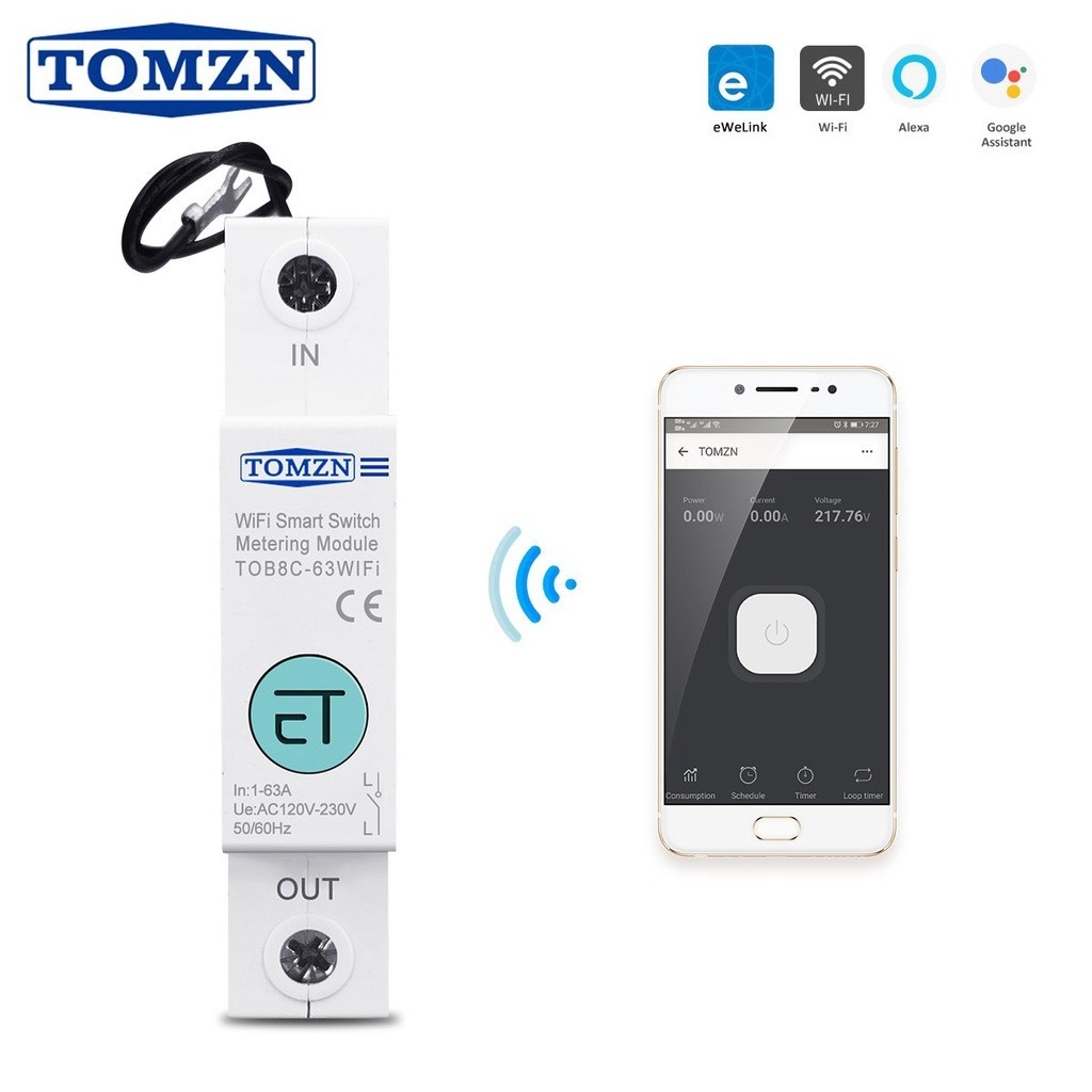 ❆63A Single Phase ewelink WIFI Smart Switch Energy Meter Kwh Metering Monitoring Circuit Breaker Tim