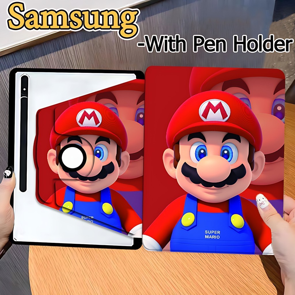 Mario เคสฝาพับ Samsung Tab case S6 lite S7 S8 S9 S7+ S8+ S9+ S7FE S9FE S9FE+ A7lite A8 A9 A9+ เคสหมุนได้360° เคส Galaxy