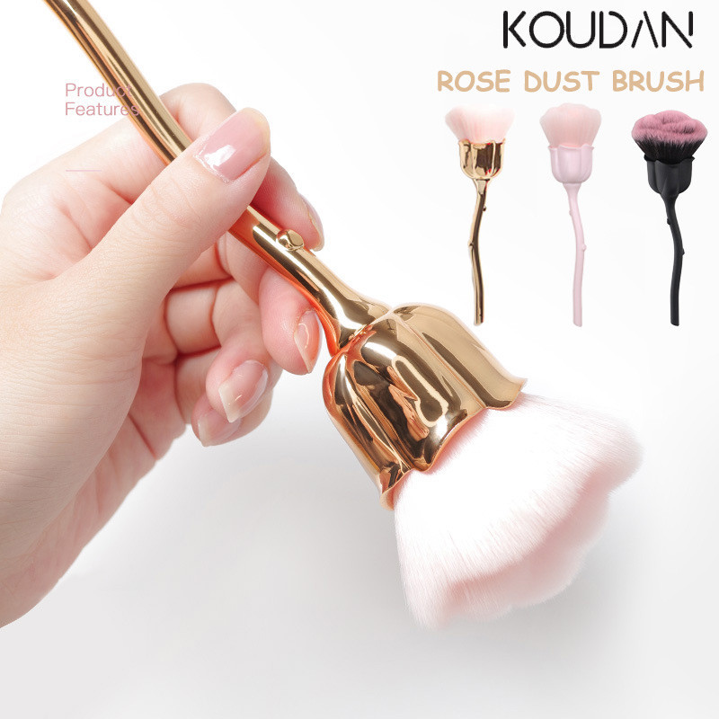 ทําความสะอาดแปรงเล็บ เครื่องมือทําเล็บ แปรง แปรงปัดฝุ่น Make Up Rose Shape Golden Pink KOUDAN