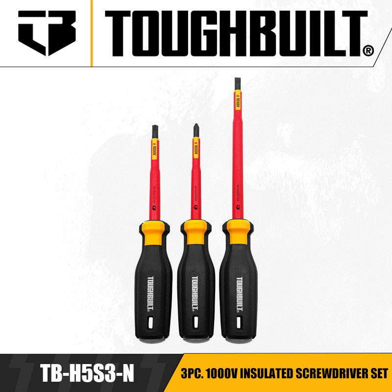 Toughbuilt TB-H5S3-N 3 ชิ้น ชุดไขควงหุ้มฉนวน1000โวลต์ชุดไดร์เวอร์สกรูเครื่องมือช่าง
