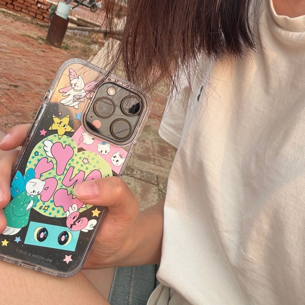 Glitter เสื้อผ้าสีเขียว Angel เหมาะสําหรับ Apple 15/14/13pro เคสโทรศัพท์ 12/11 Soft xr/xs กันกระแทก 7plus/8plus เคสโทรศัพท์